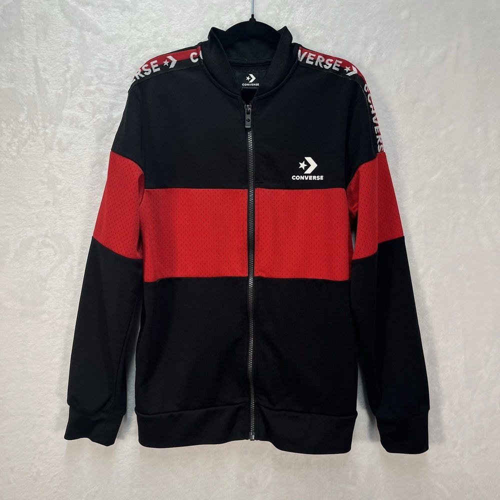 Converse Full Zip Jacket Boys Large Athletic Casual Outdoors Colorblock Pockets
